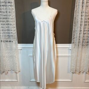 Vintage Blanche Satin Lace Slip Dress Bridal USA Made M